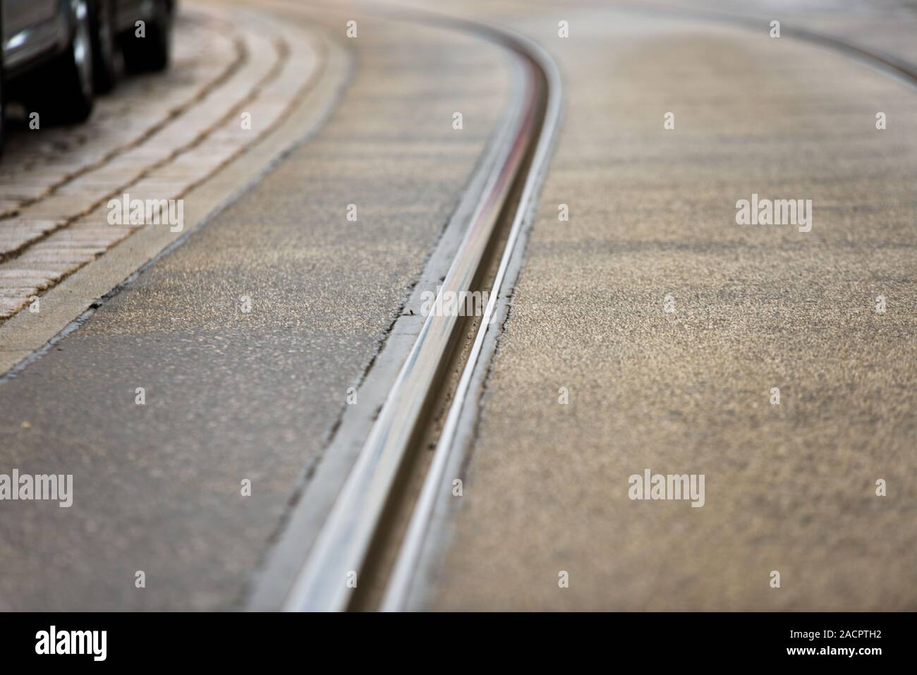 tram rail track Berlin Stock Photo