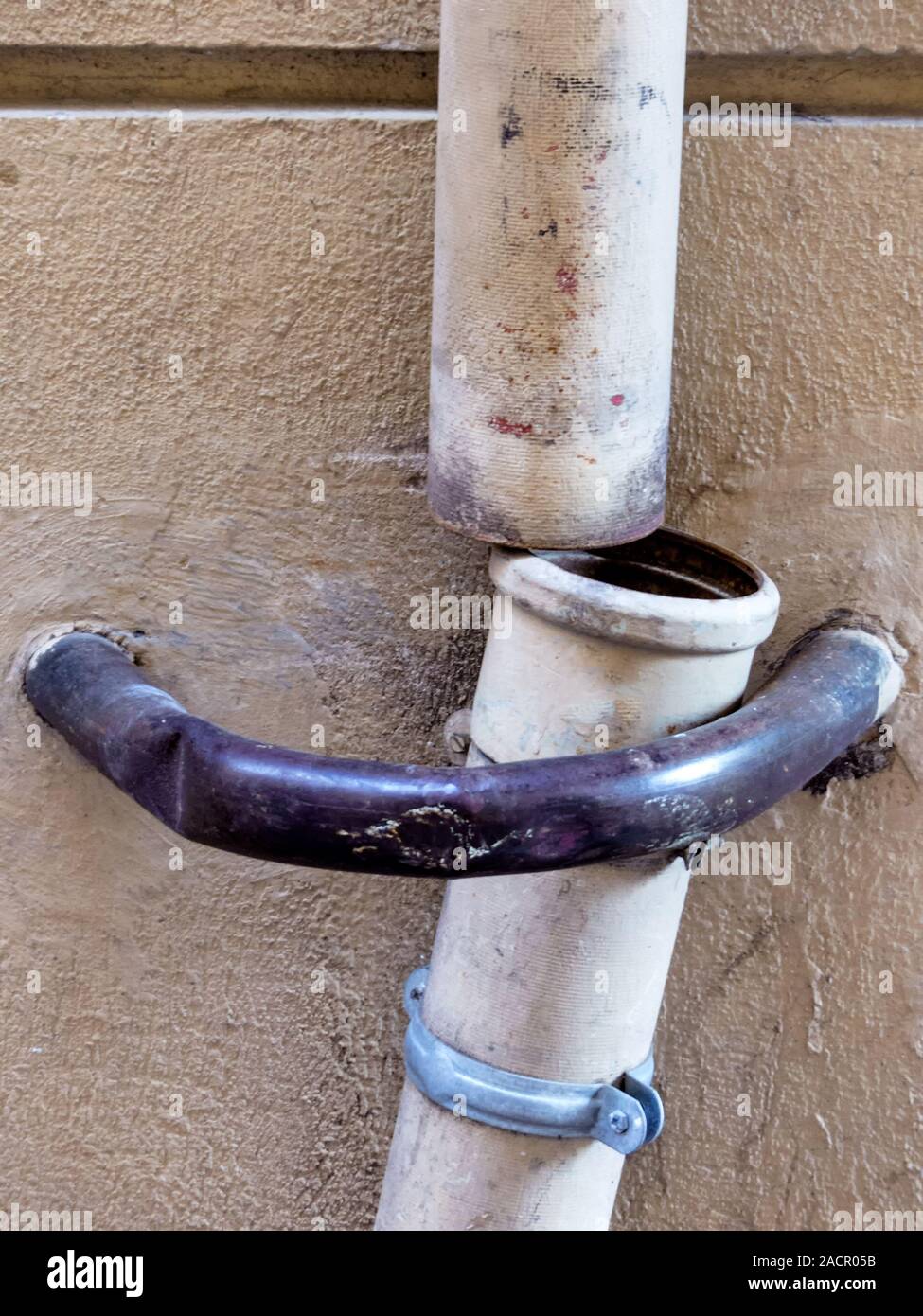 Defective drain pipes Stock Photo