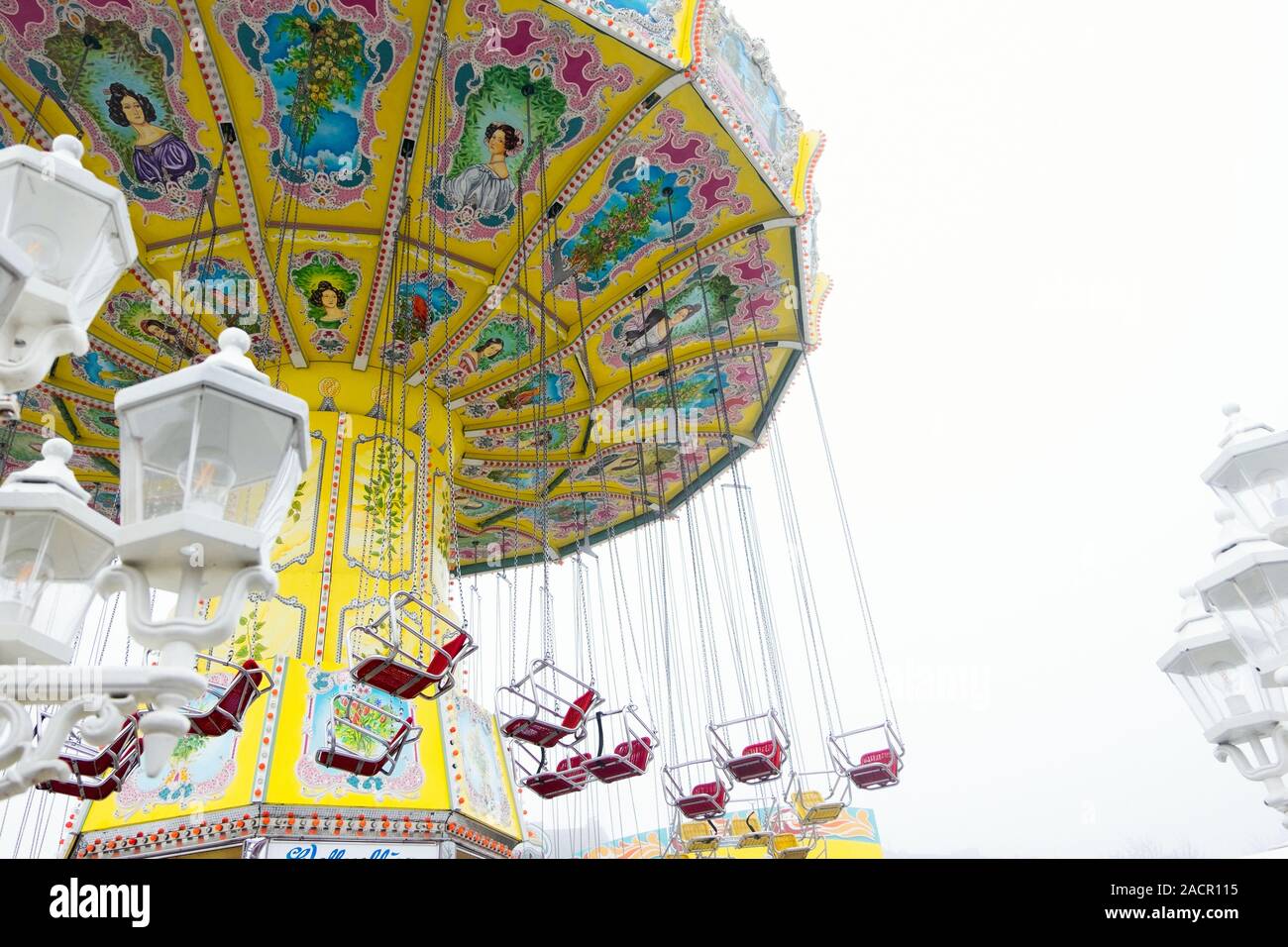 Funfair / Karusell im Nebel Stock Photo