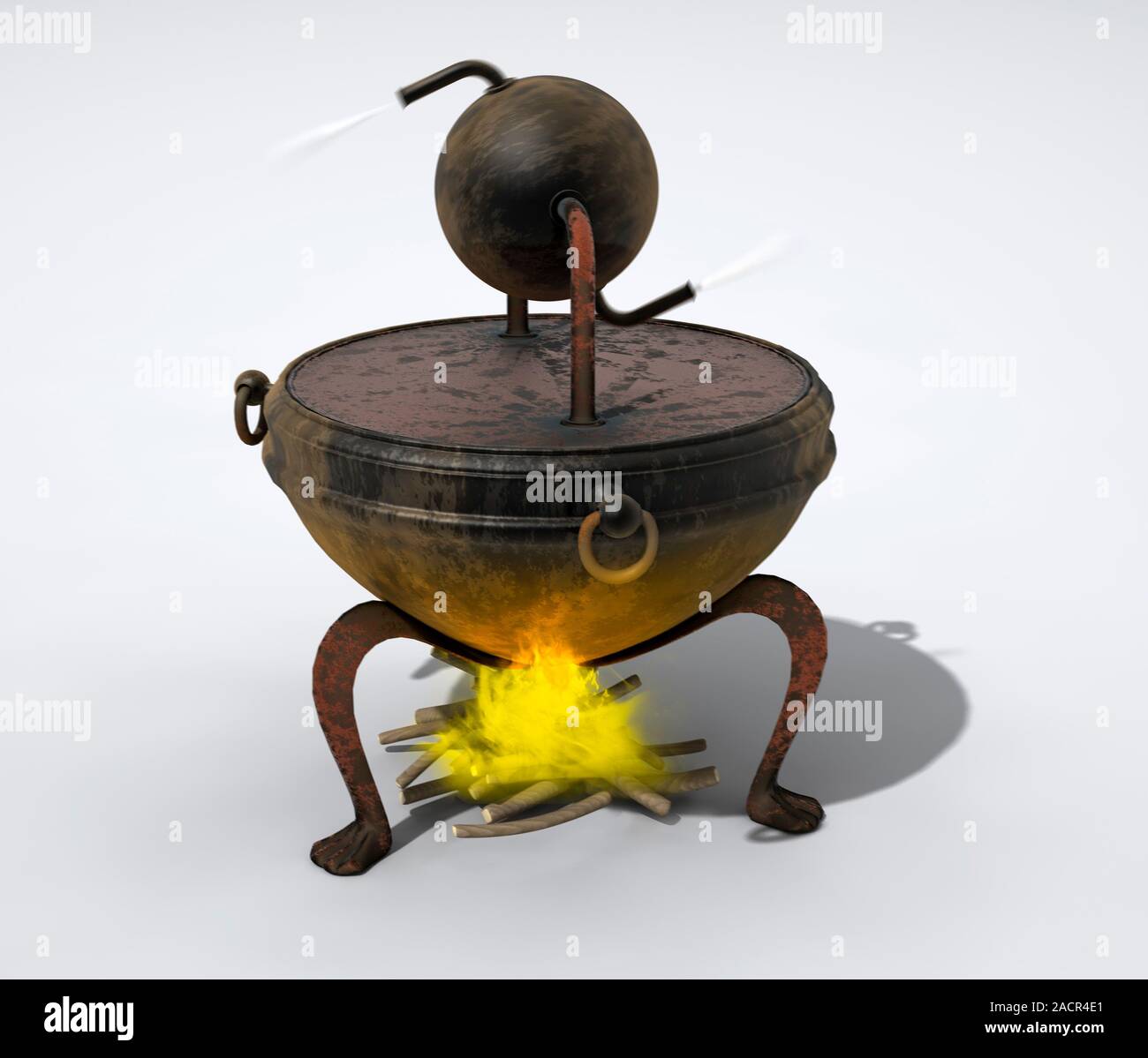 Hero steam engine. Artwork of the steam engine devised by 1stcentury