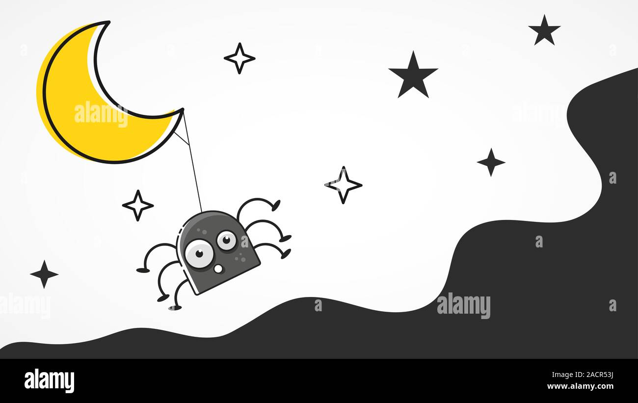 Cute Spider And Webs Over Gray Background Vector Stock Vector