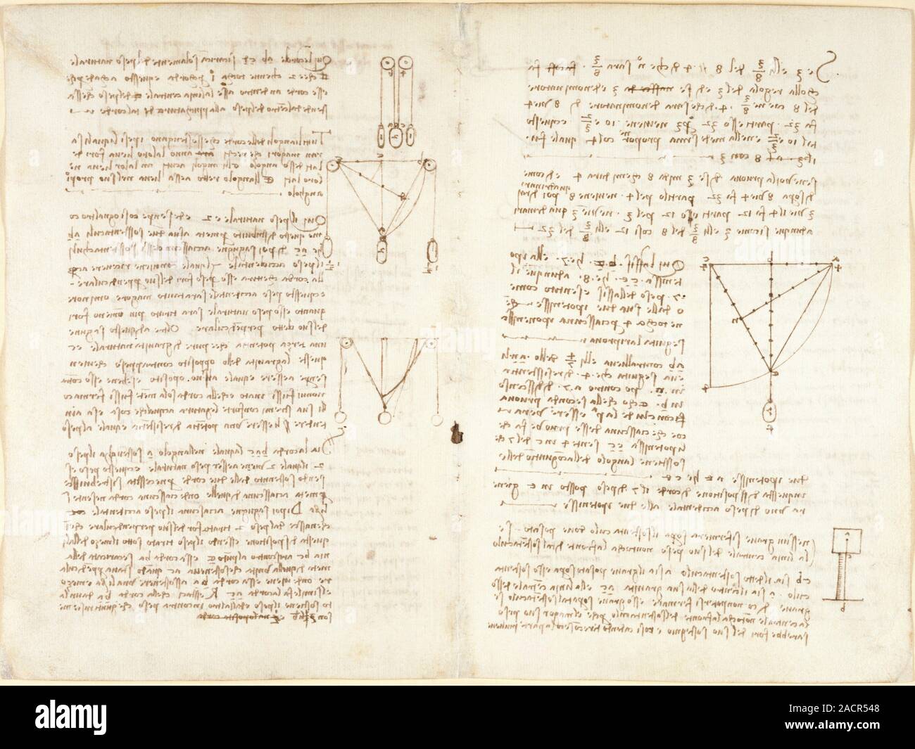 Notes by Leonardo da Vinci, Codex Arundel. Folio pages of notes by ...