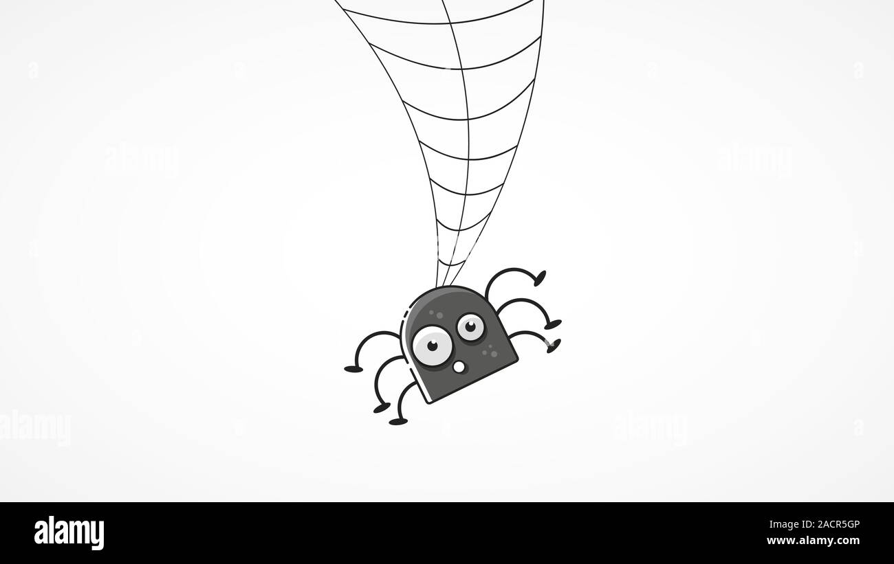 Cute Spider And Webs Over Gray Background Vector Stock Vector