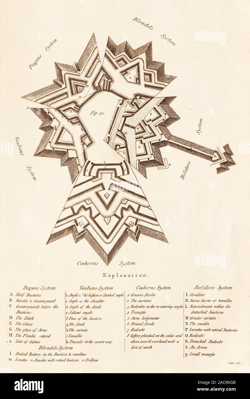 Plate from 18th century encyclopedia showing a comparison of different ...
