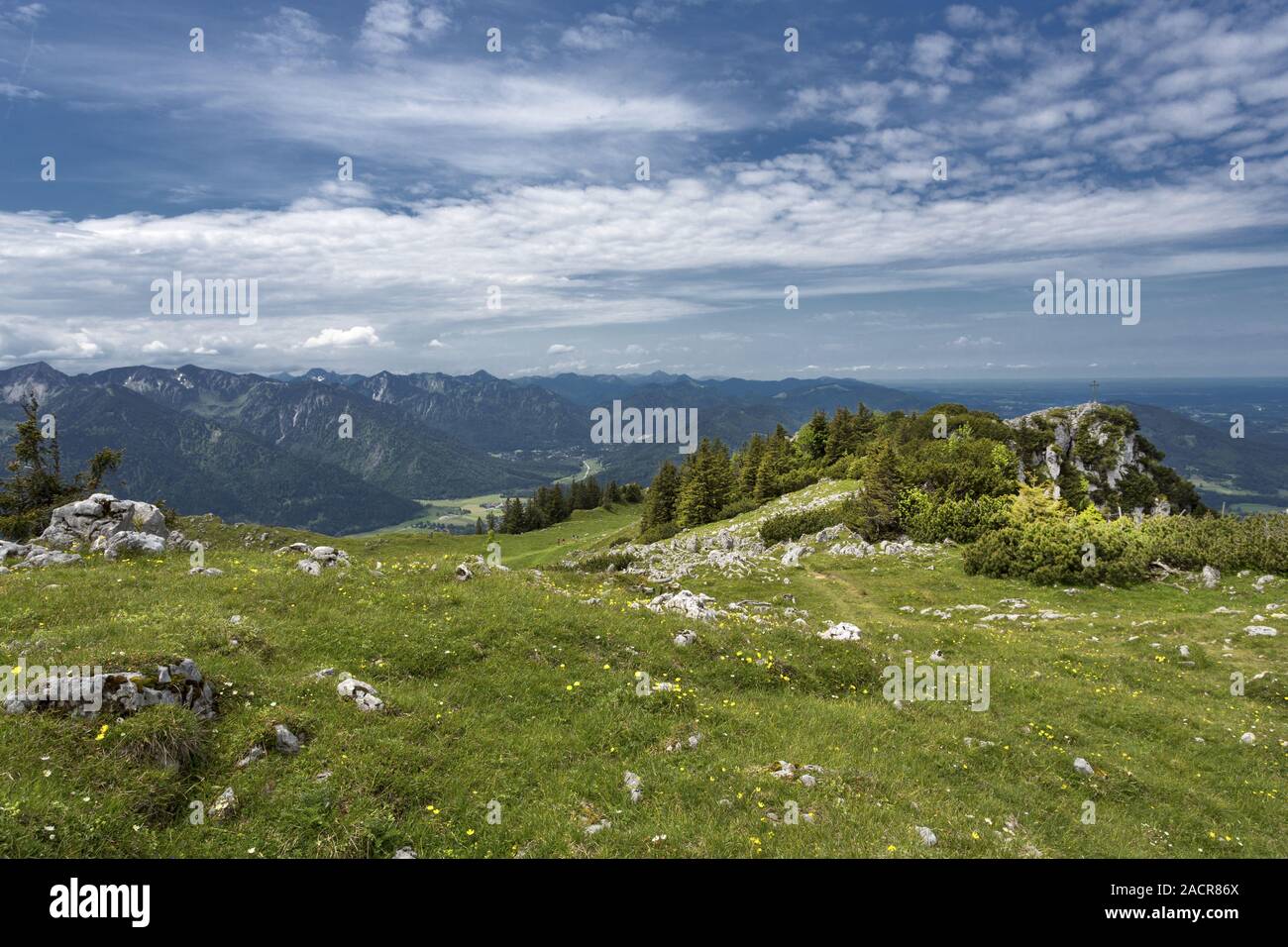 Hiking in the foothills of the Alps, Bavaria Stock Photo