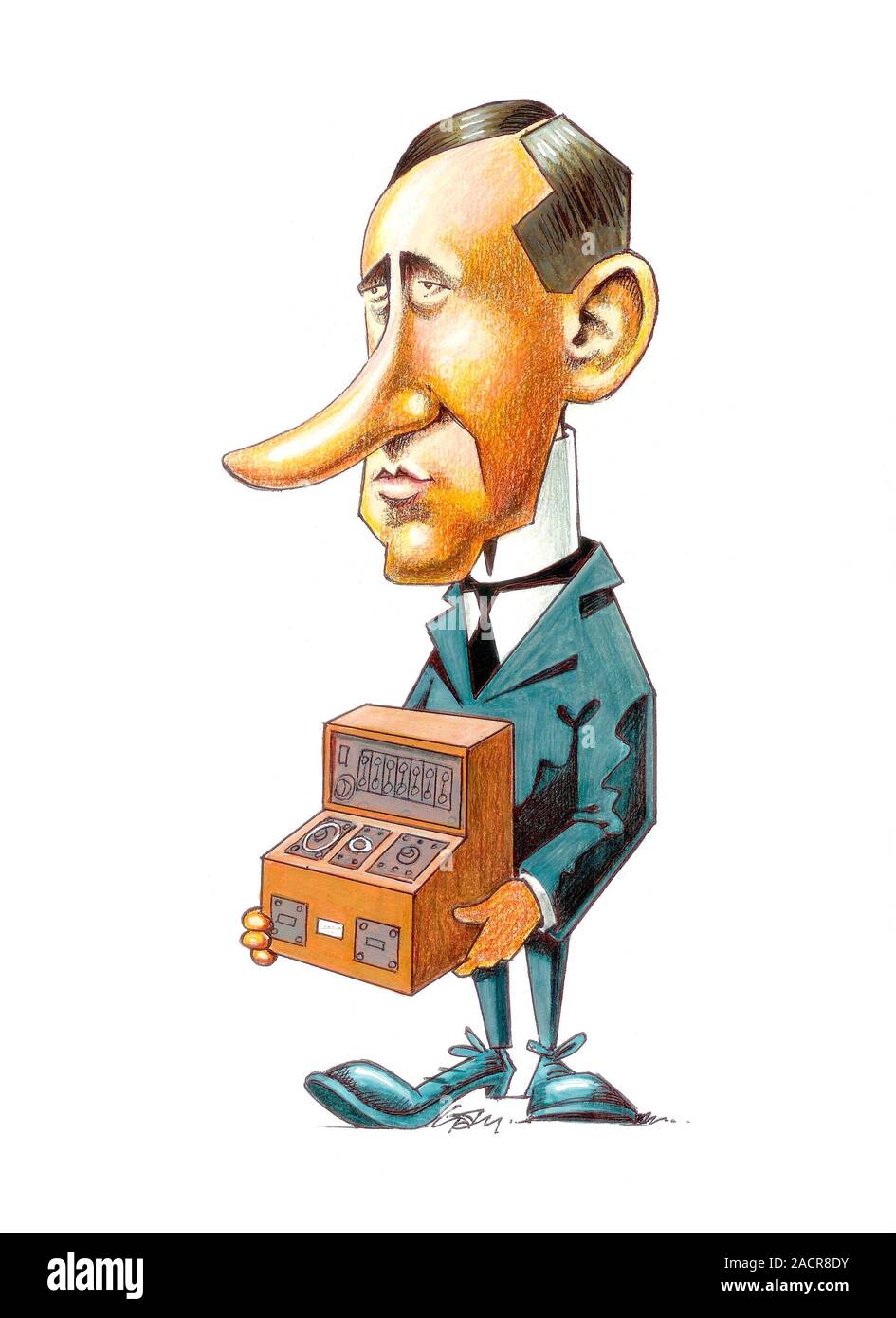 Guglielmo Marconi (18741937), Italian physicist, holding his most