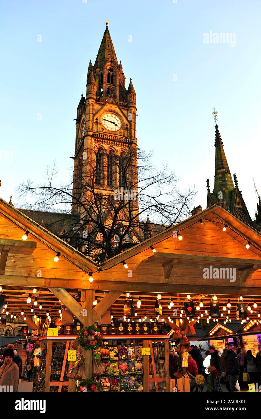 Christmas market 2019 in Albert Square,Machester Stock Photo