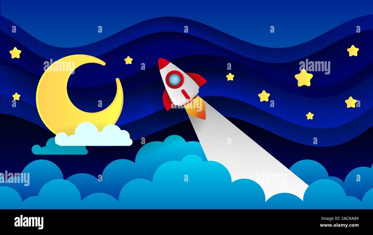 Magic Illustration With Moon And Different Elements Of Space. Stars, Space, Planets. Vector Stock Vector
