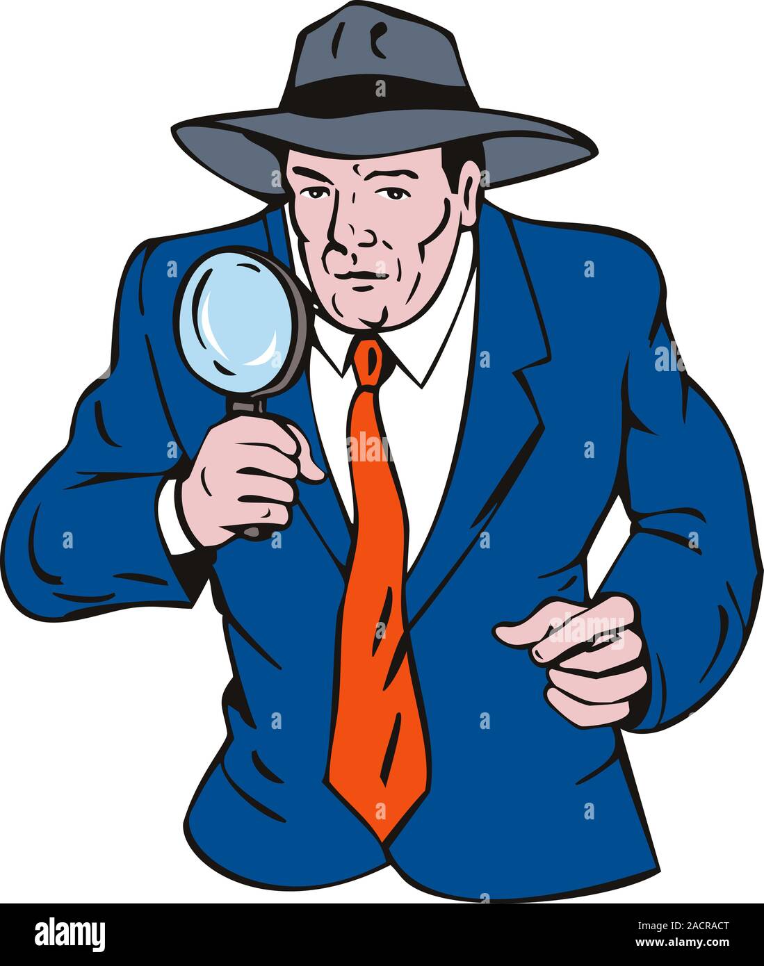 Detective with Magnifying Glass Stock Photo Alamy