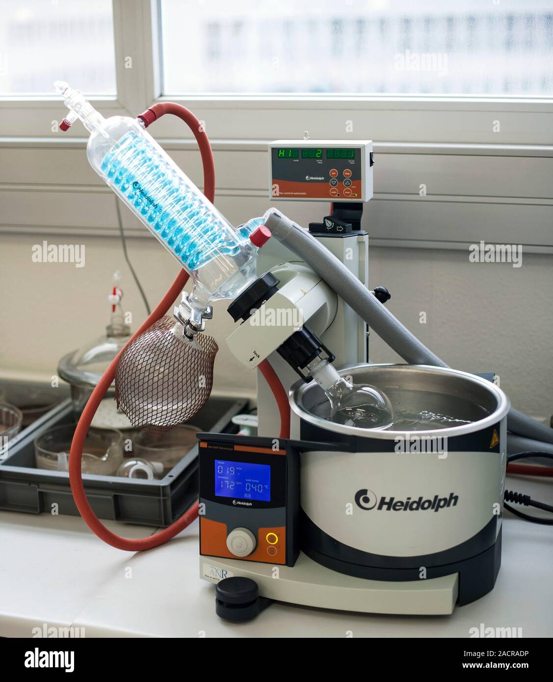 chemistry lab. Condenser being used for sample analysis at