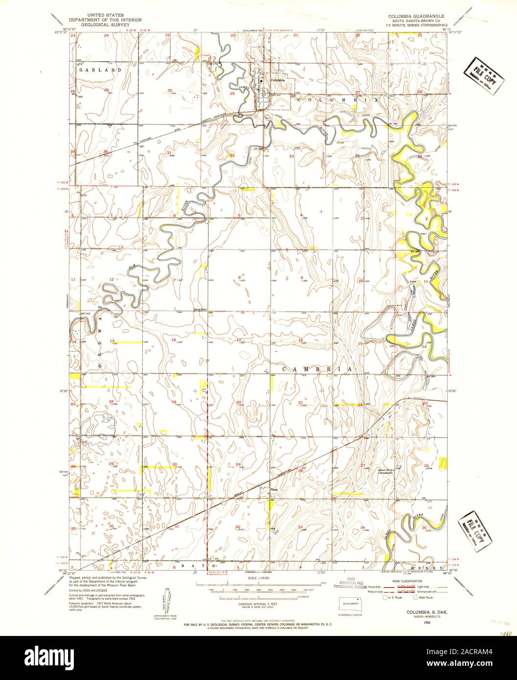 1952 map of columbia hi-res stock photography and images - Alamy
