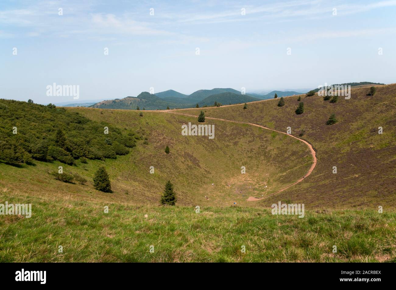 Part view of the rounded crater of extinct Puy Pariou volcano with ...