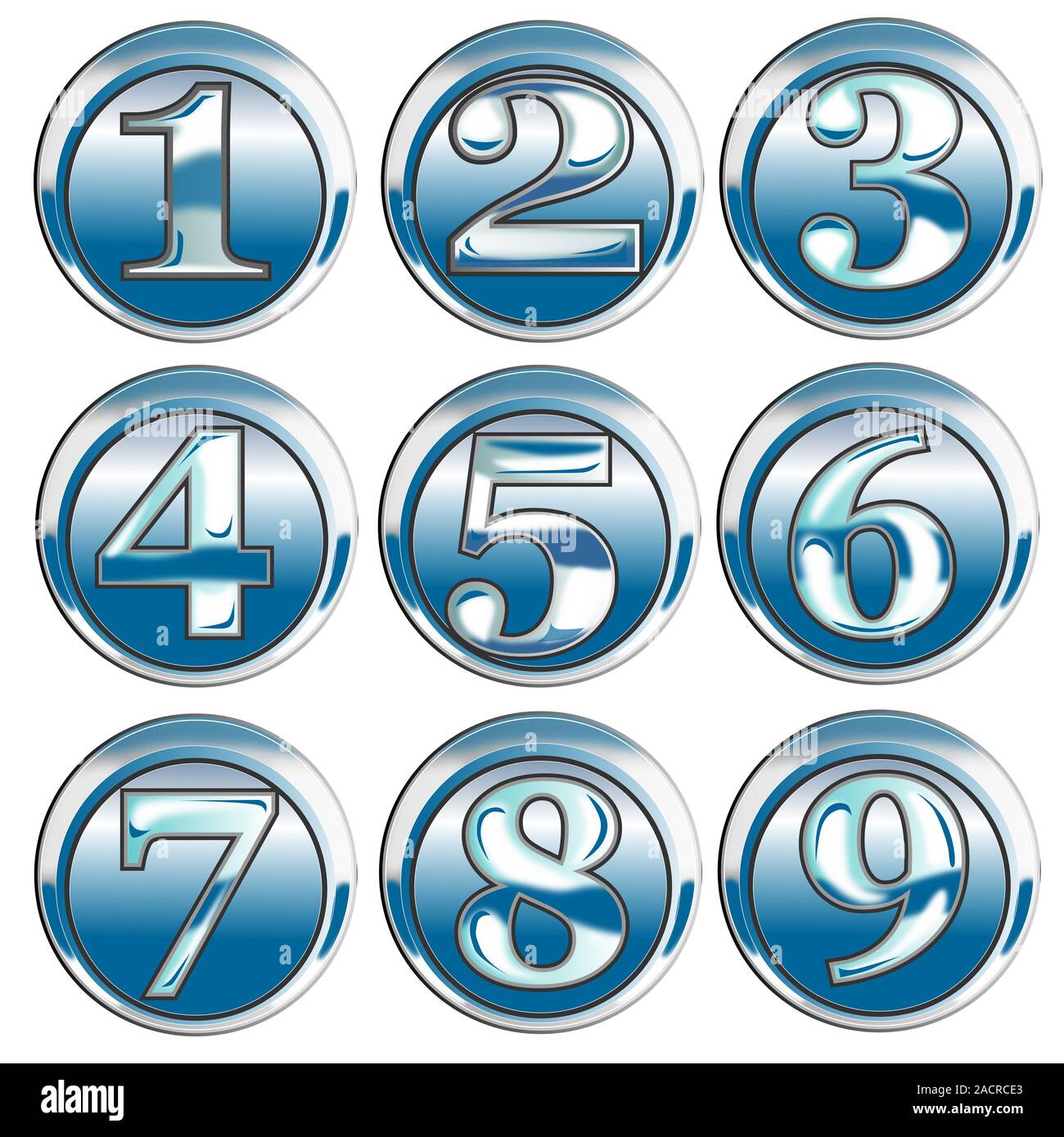 Number Icon Blue Chrome Stock Photo - Alamy