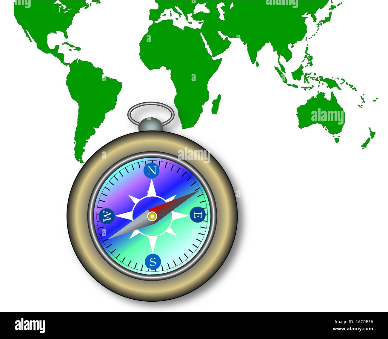 World Map and Compass Stock Photo - Alamy