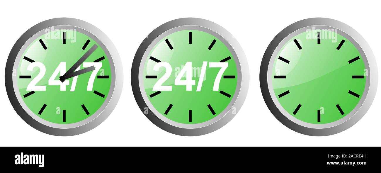 24/7 Clock Icon Stock Photo - Alamy