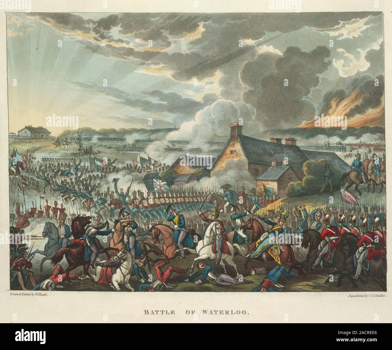 The Battle of Waterloo, June 18th 1815. Depicting Arthur Wellesley, the ...