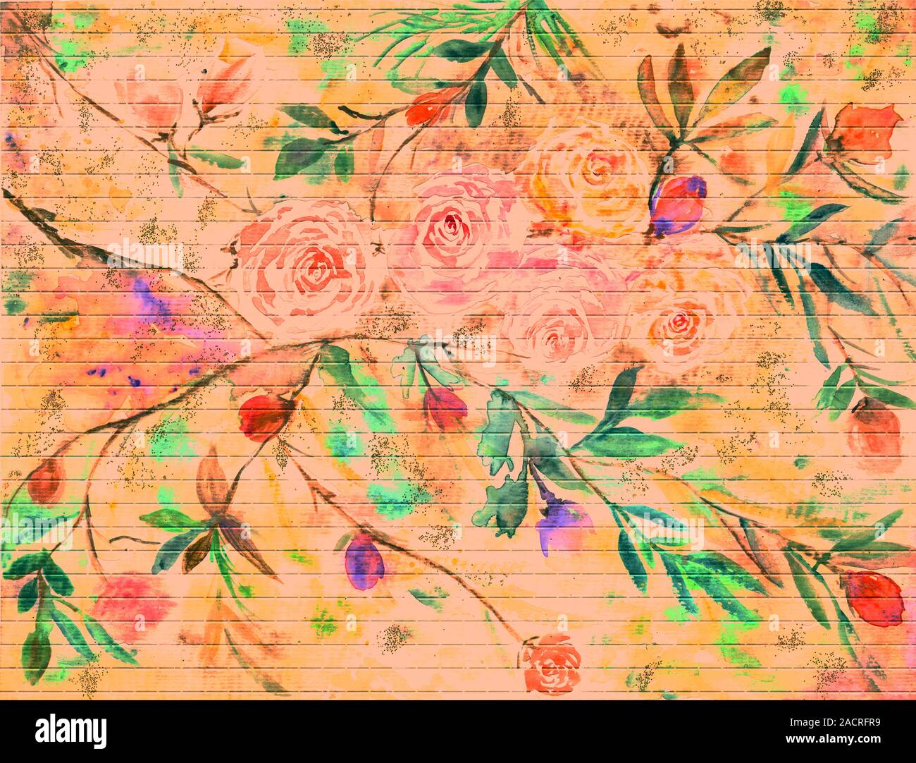 Loose watercolor floral arrangement - Stock Illustration [41160272