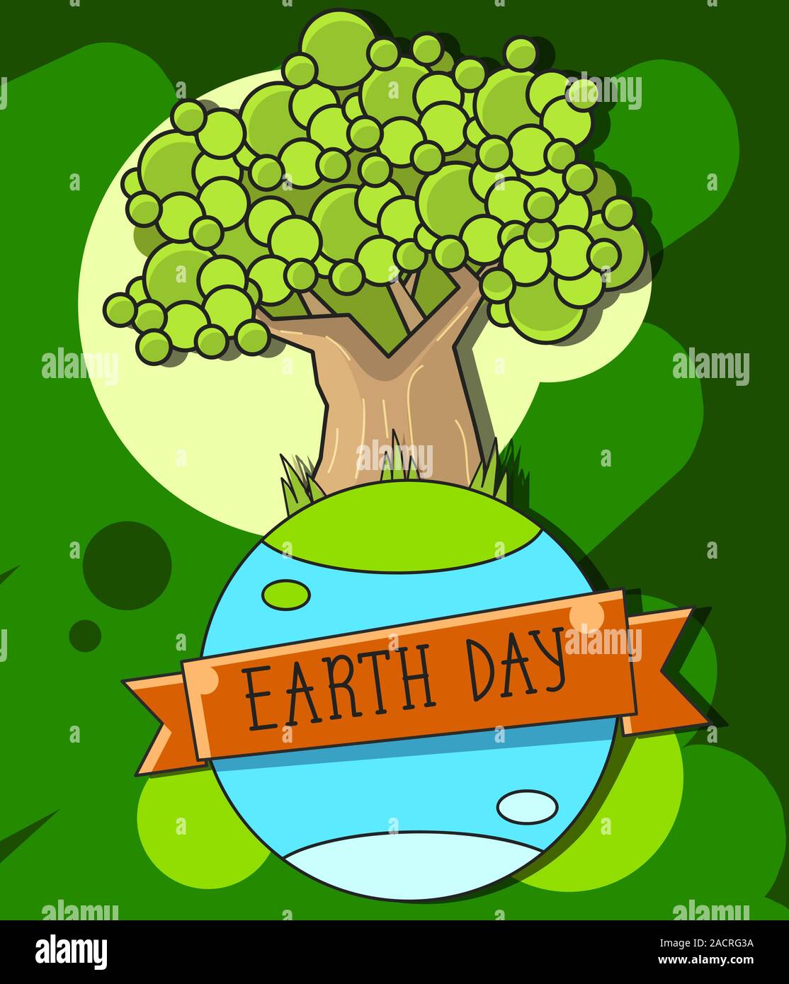 Earth Day. Illustration With The Words, Planets And Green Leaves Eps 10 ...
