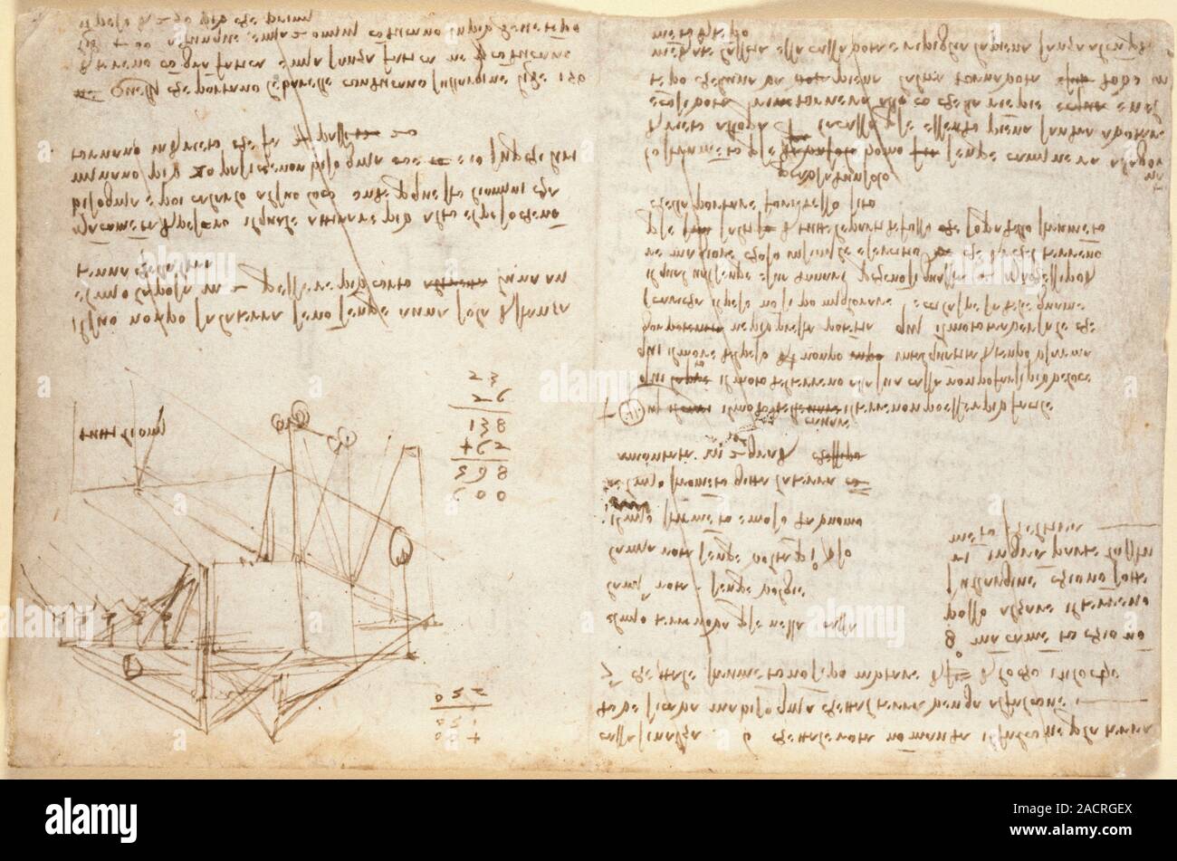 Leonardo da Vinci's notes, (Whole folio) Notes and diagram by Leonardo ...