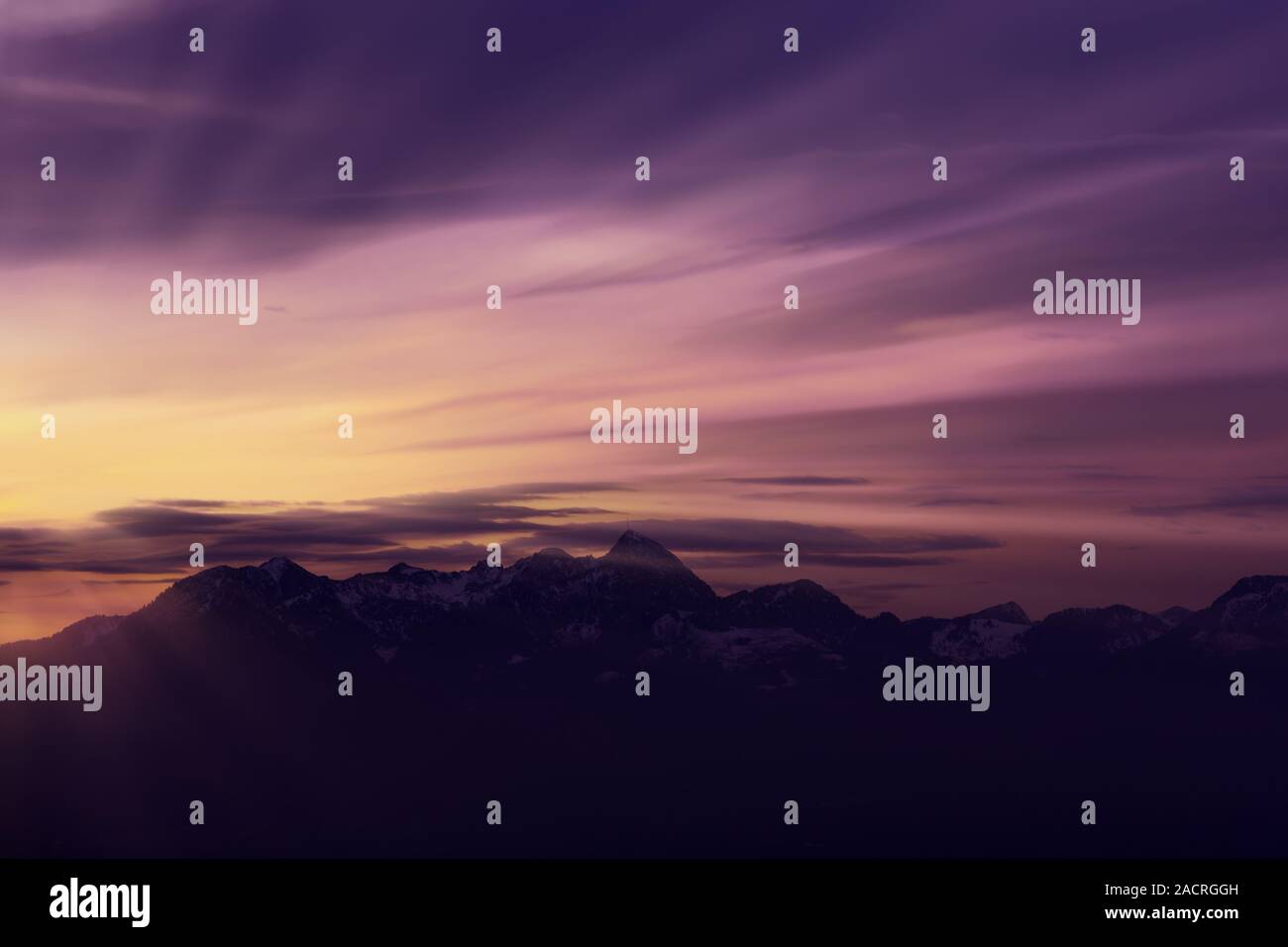 Evening atmosphere over the Wendelstein, Bavaria Stock Photo