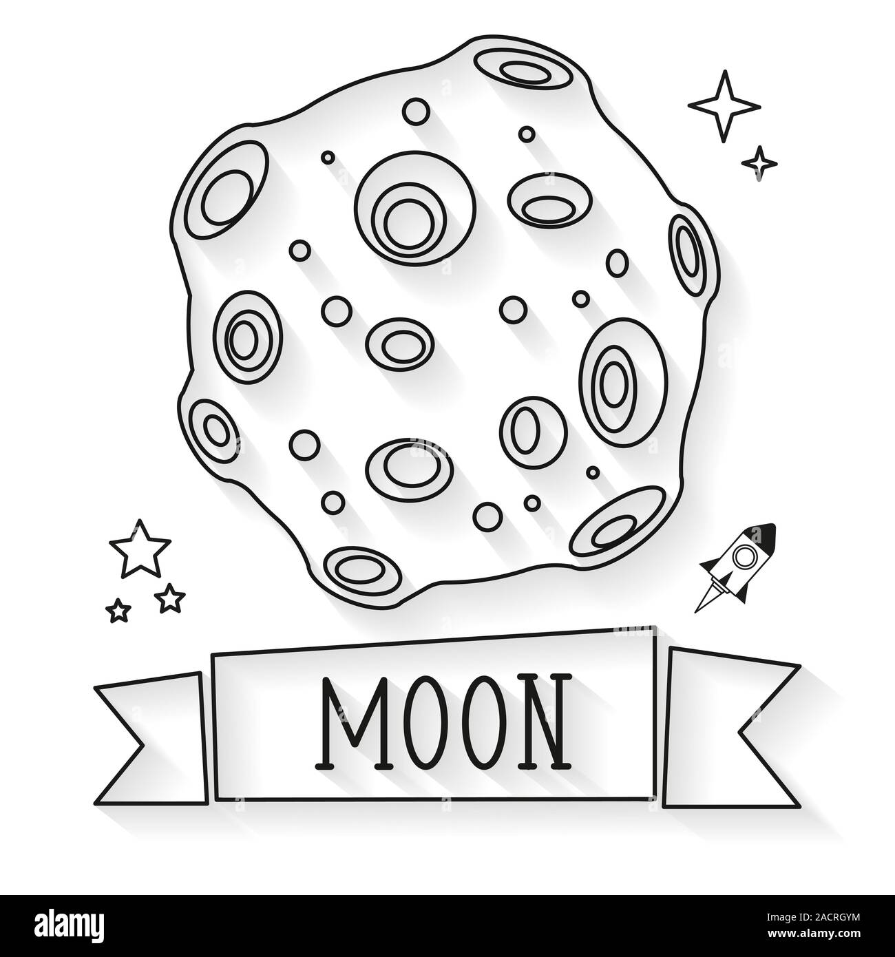 Moon in flat design style. Vector illustration Stock Vector