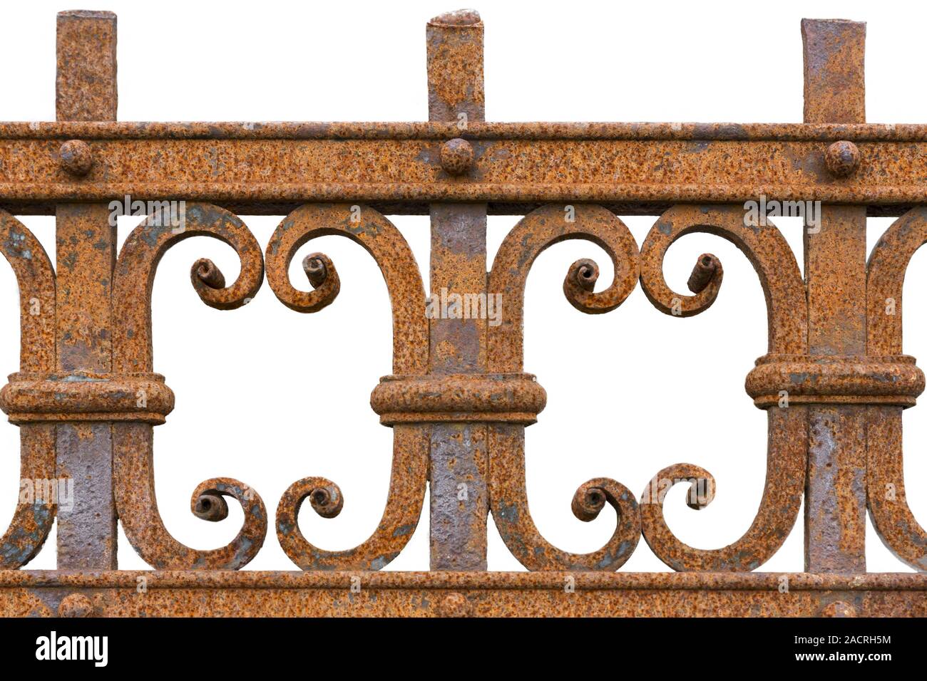 Rusty iron fence on white background Stock Photo - Alamy