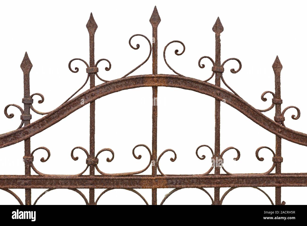 Rusty iron fence on white background Stock Photo - Alamy