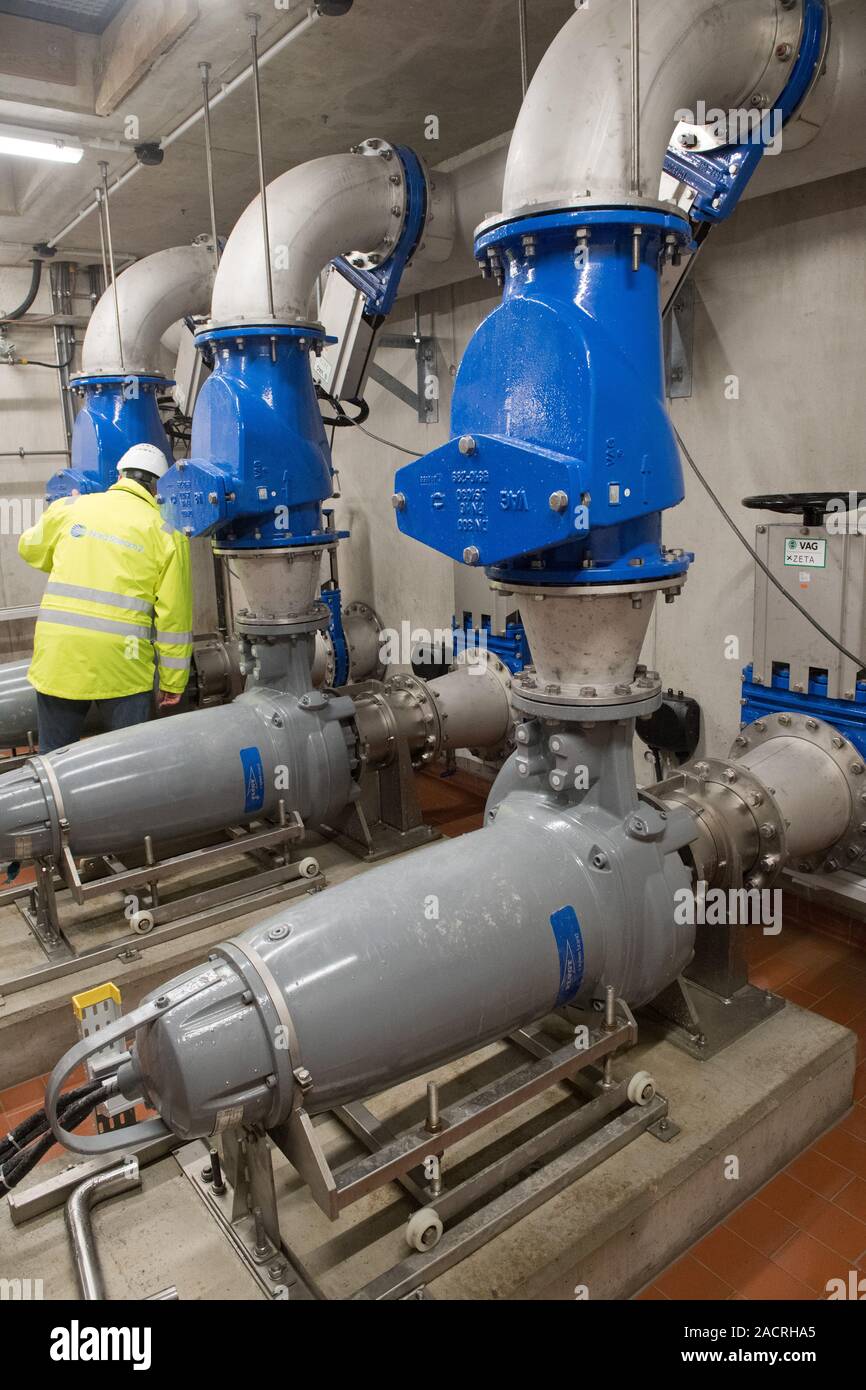 Greifswald, Germany. 02nd Dec, 2019. Pumps are installed in the new additional filtration system