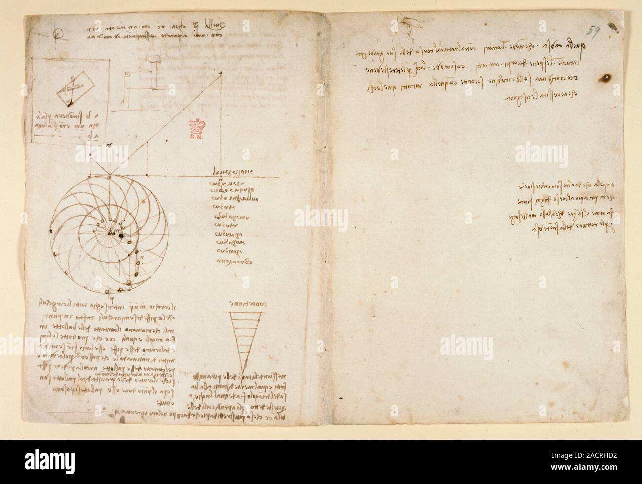 Drawings by Leonardo Da Vinci on on the mechanical powers and forces