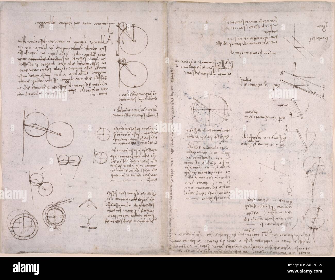 Drawings by Leonardo Da Vinci on on the mechanical powers and forces