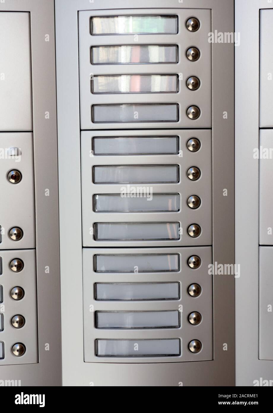 Doorbell in an apartment building Stock Photo Alamy
