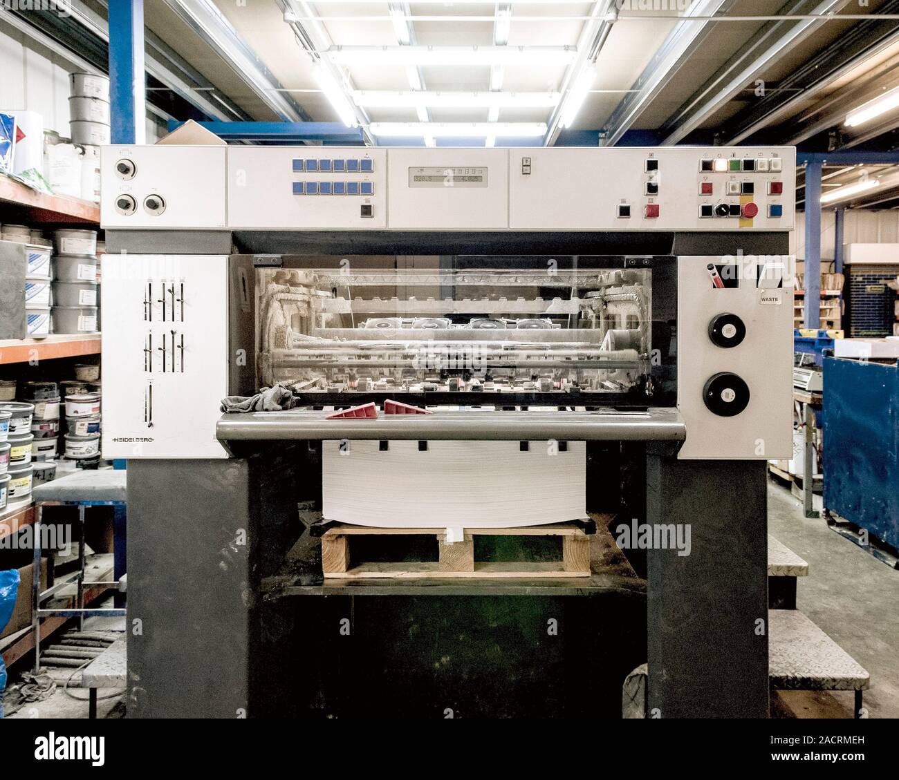 Offset Print Stack Offset printer with a stack of paper (lower centre) being fed into the ...