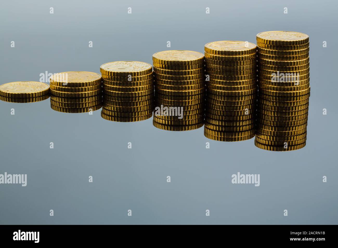 Stacked coins, upward trend Stock Photo