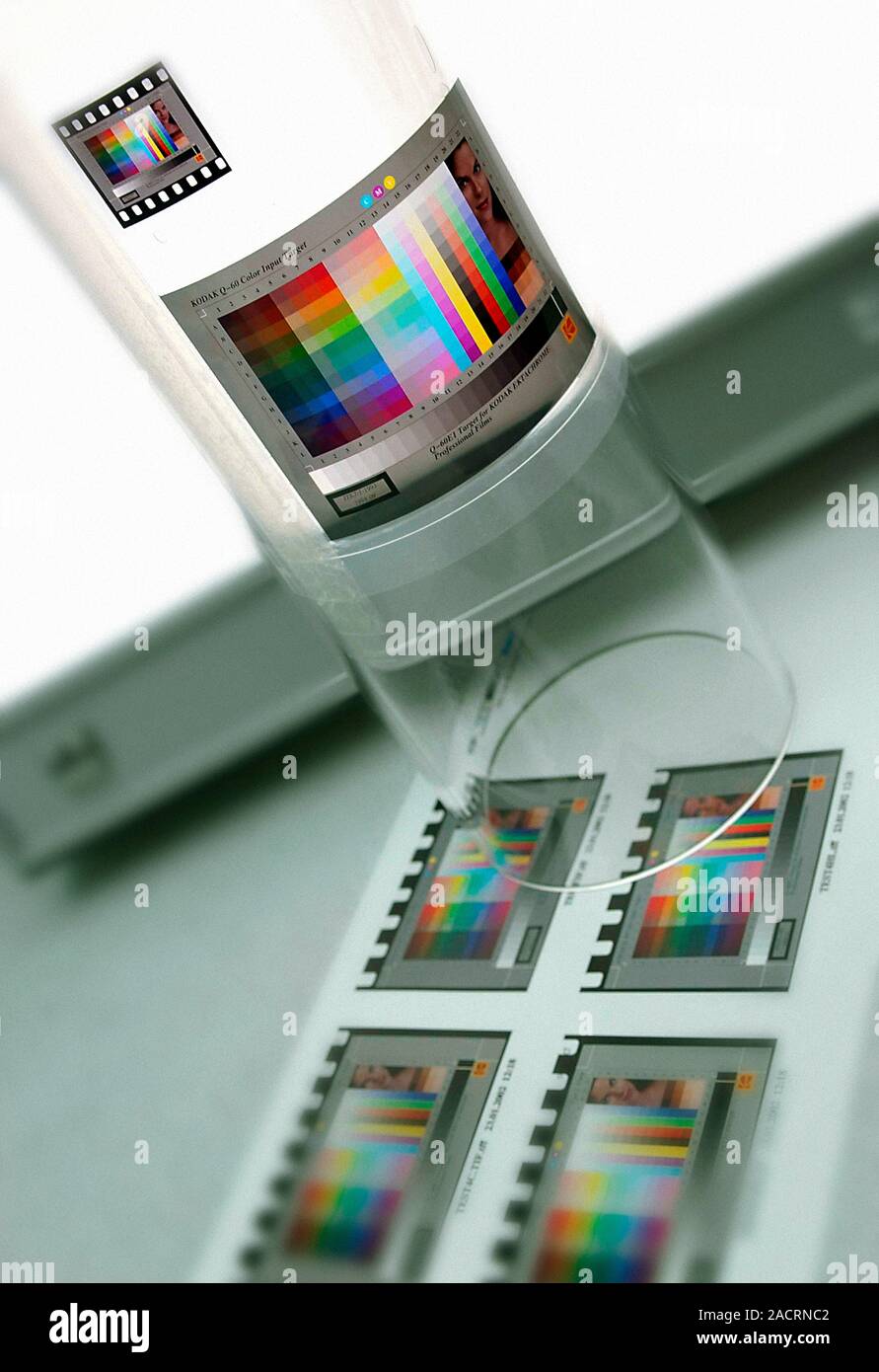 Test transparency used to colour calibrate a drum scanner Stock Photo