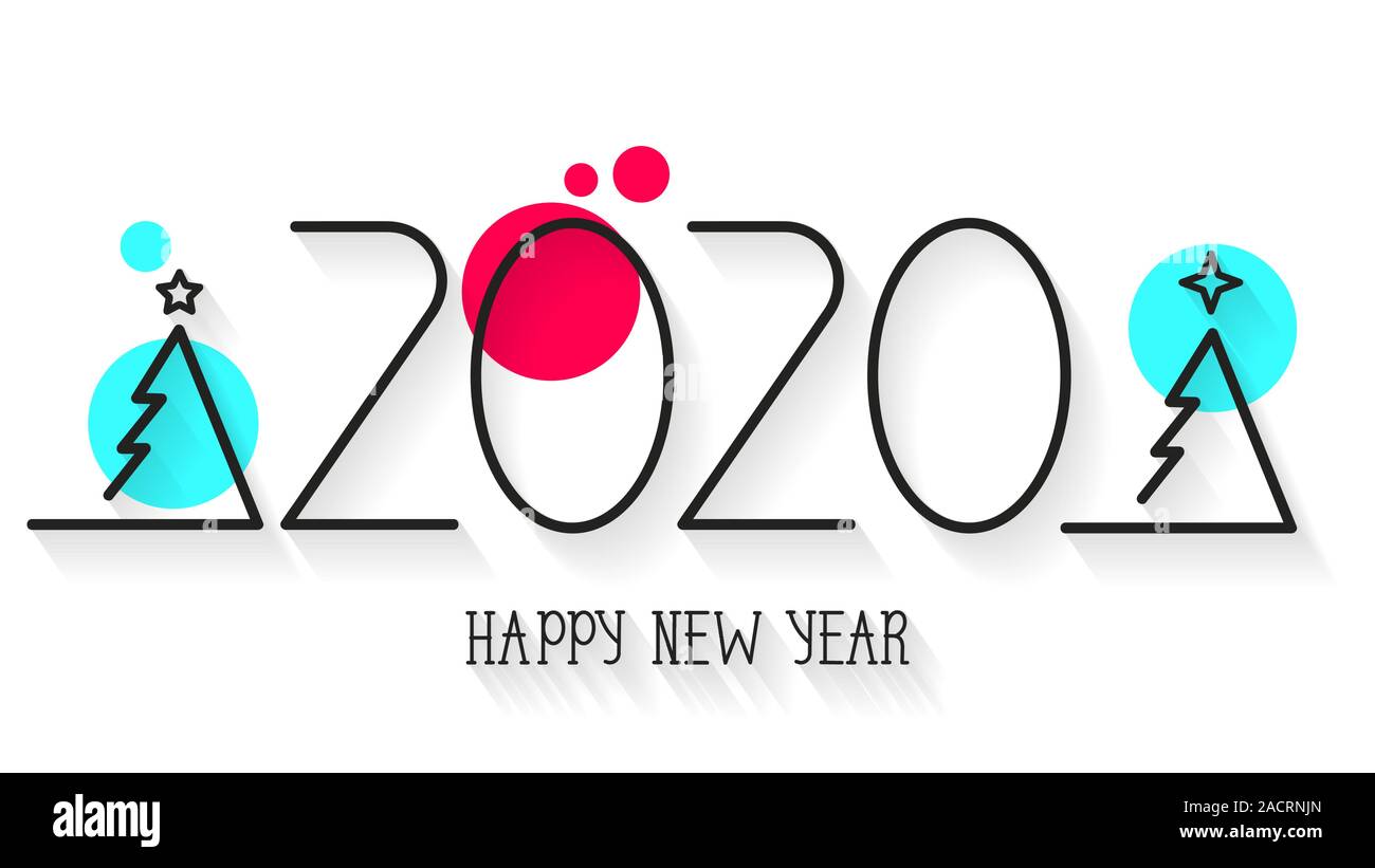 Happy New Year 2020 Logo Text Design Cover Of Business Diary For 2020 With Wishes Brochure Design Template Card Banner Vector Illustration Stock Vector Image Art Alamy
