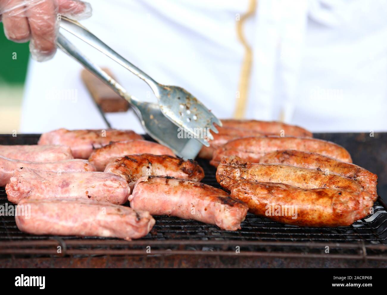 Fresh sausage and hot dogs. Stock Photo