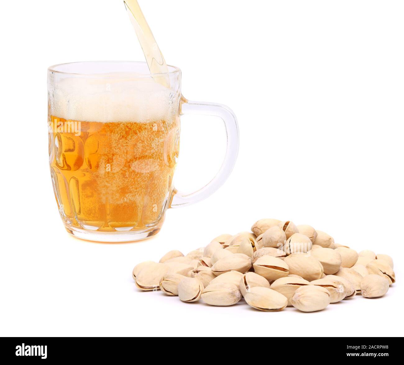 Beer and pistachios Stock Photo