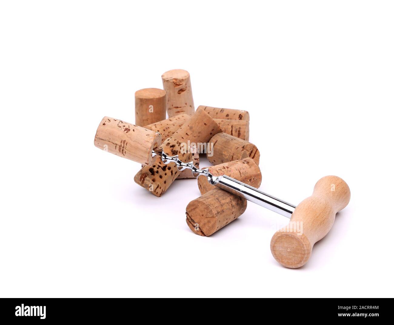 Corkscrews and corks. Stock Photo