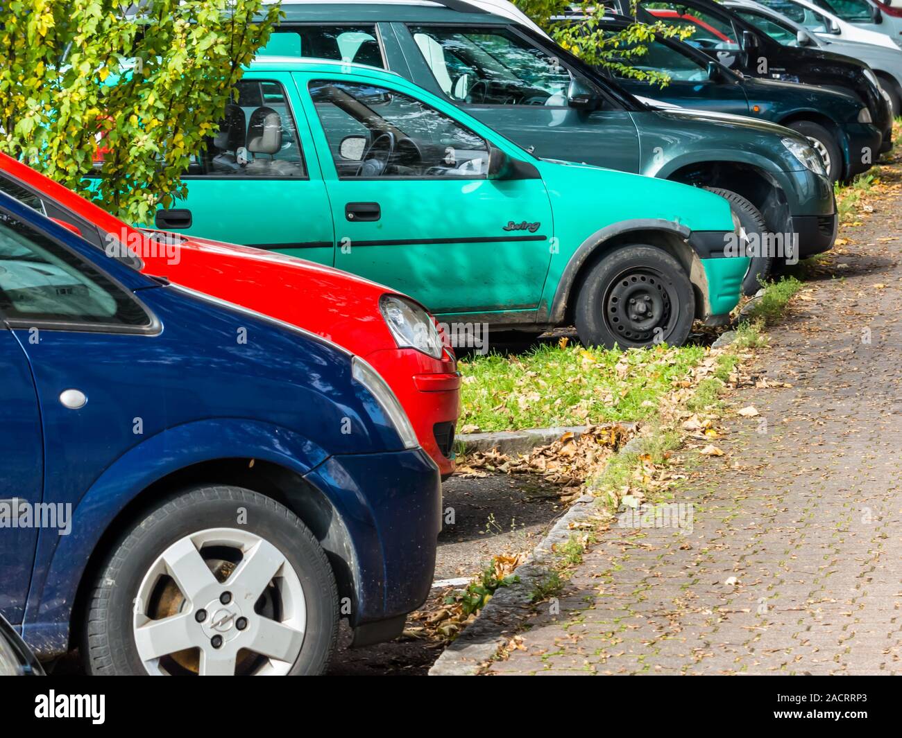 Cars in a parking lot Stock Photo