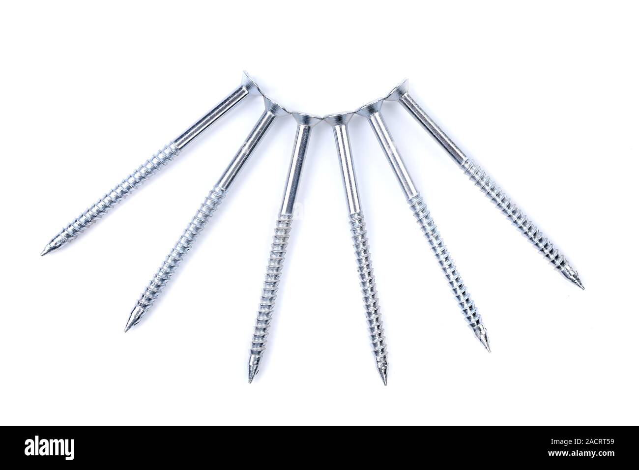 Six screws semicircle on a white background Stock Photo