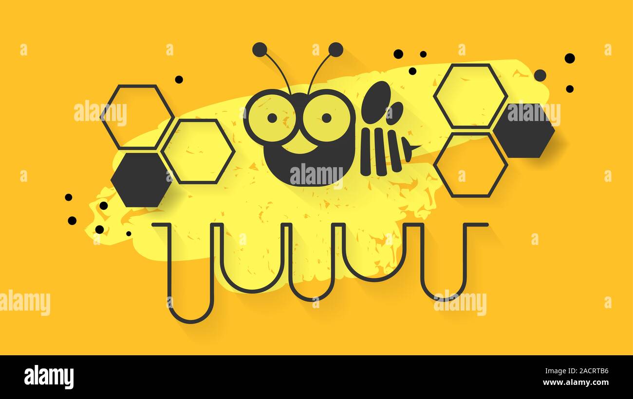 Honey. Bee, Honey. Cartoon Vector Clip Art Stock Vector