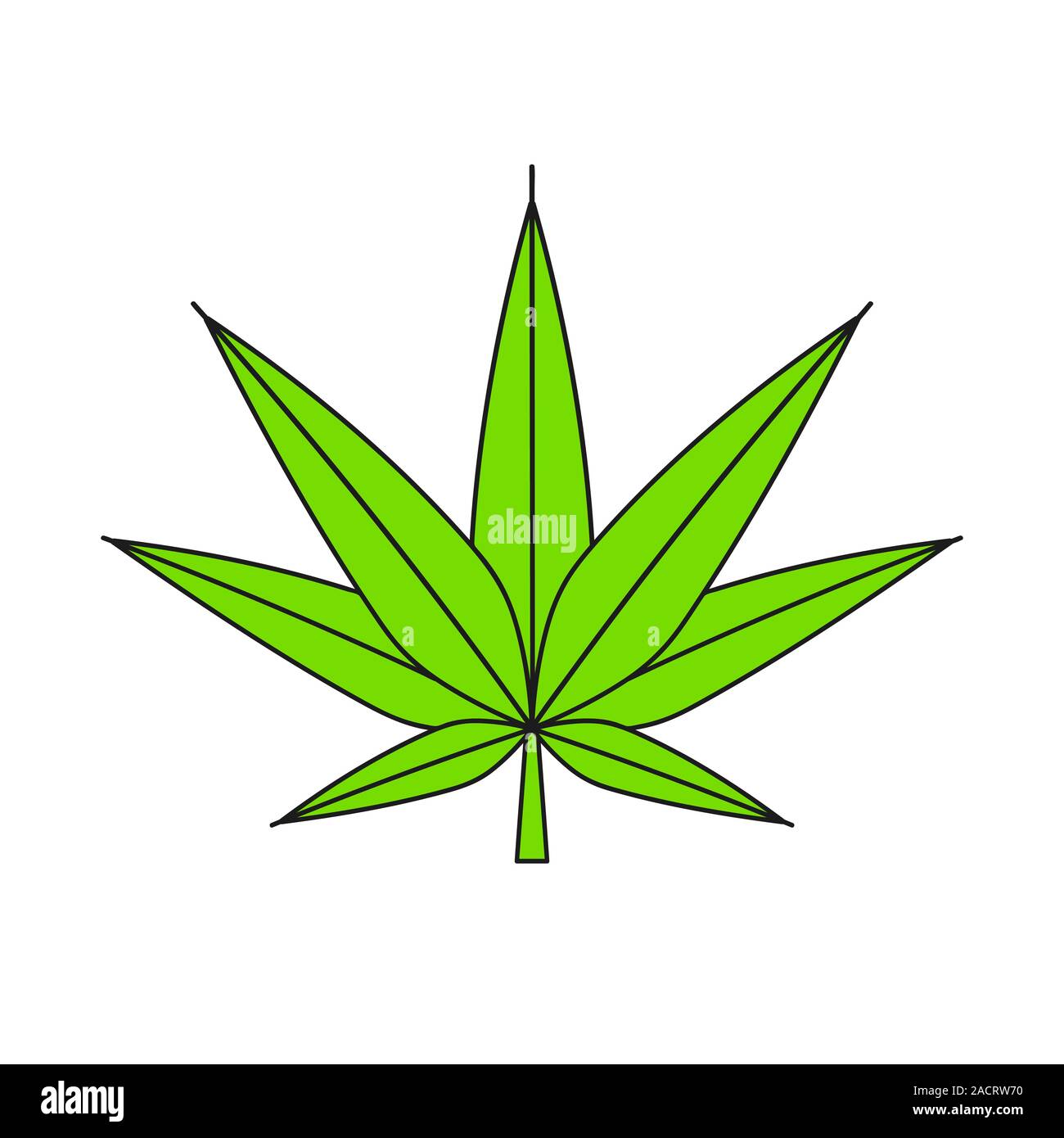 Green Cannabis marijuana Hemp Leaf Flat Vector Icon For Apps Stock Vector