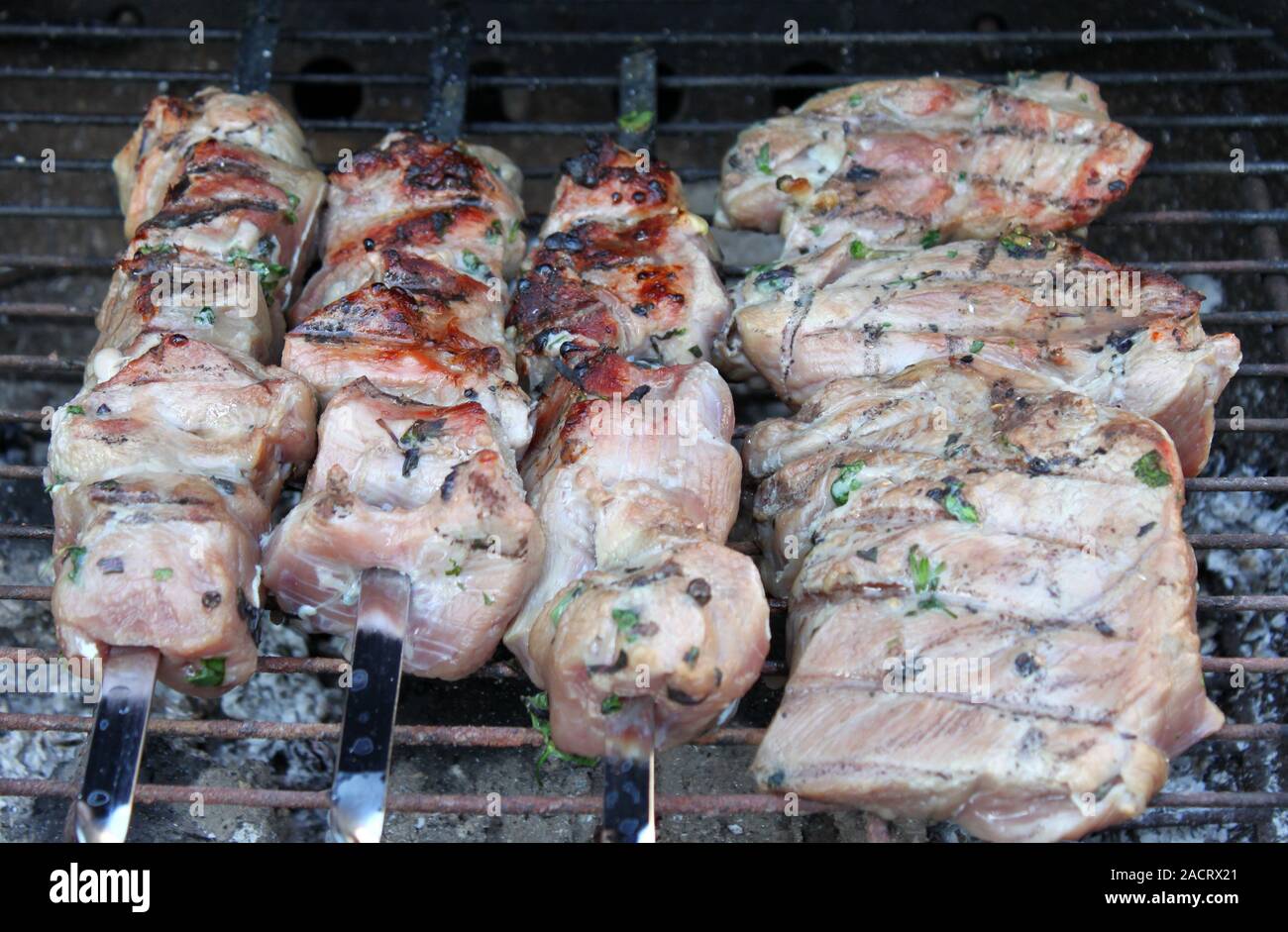 Barbecue sticks with variation of a meat Stock Photo Alamy