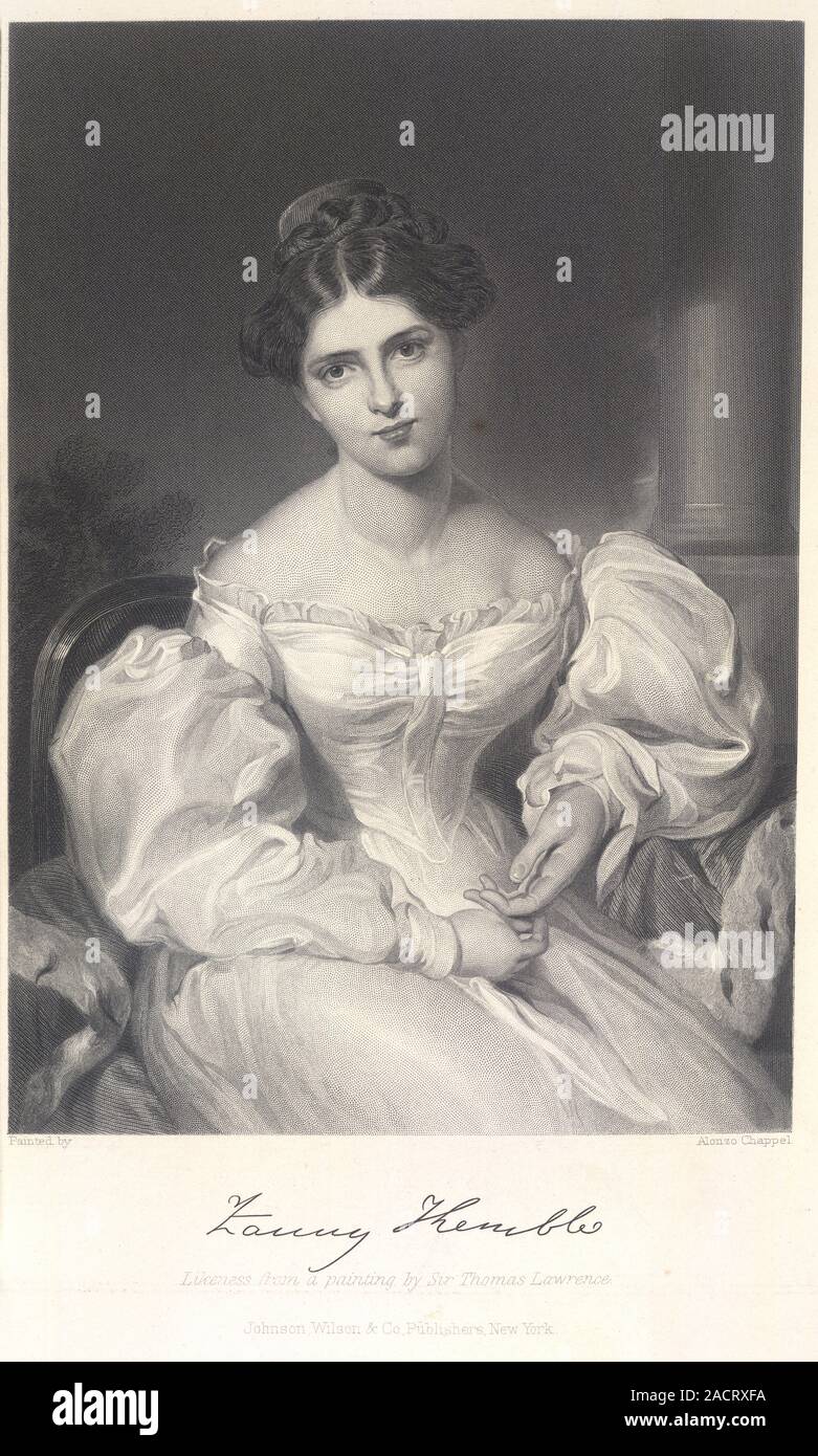 Frances Anne Kemble Fanny (Frances Anne) Kemble (1809-1893). English actress. Portrait. Likeness from a painting by Sir Thomas Lawrence. Stock Photo