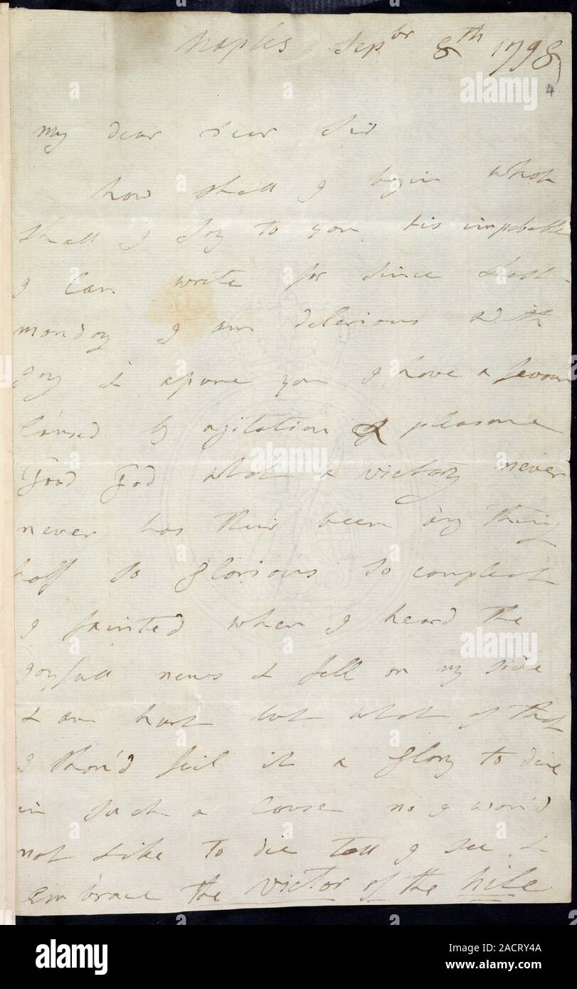 Letter of Lady Hamilton Whole folio Autograph letter of Lady Hamilton