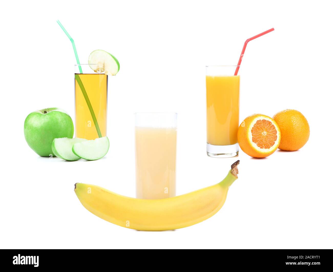 Banana, apple, orange. Slices. Juice Stock Photo Alamy