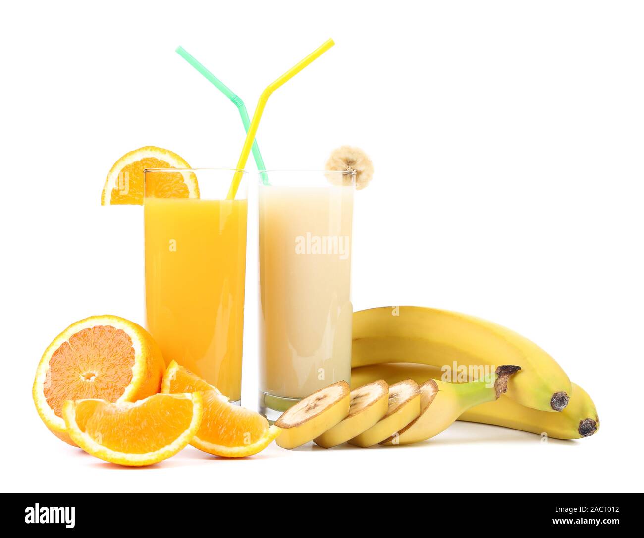 Orange and banana juice. Stock Photo