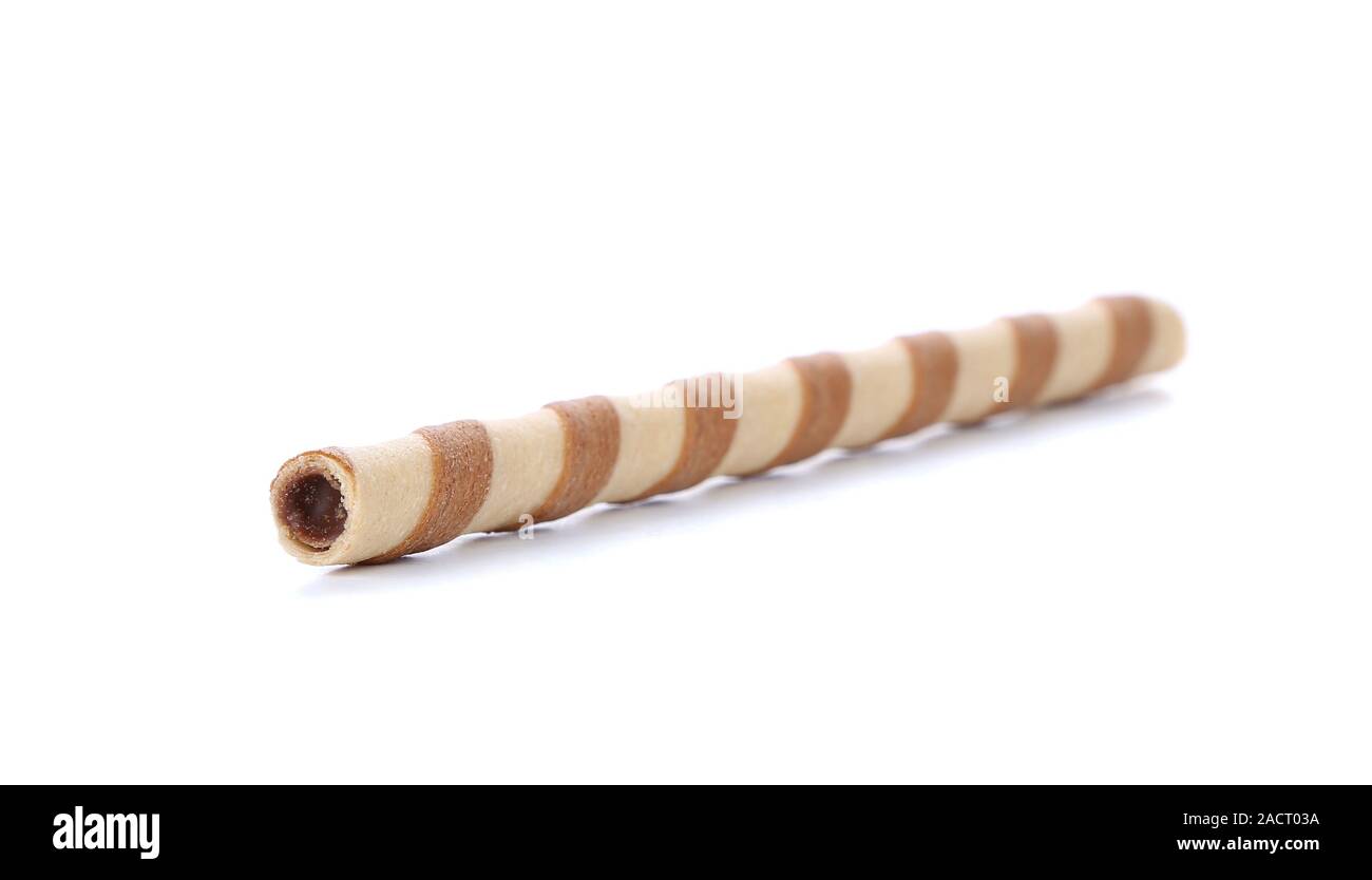 Waffle roll with chocolate cream Stock Photo Alamy