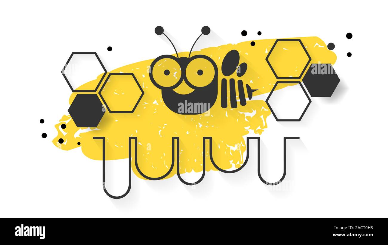 Bee Logo Design Vector Template Linear Style. Outline Icon.creative Hard Work Hive Logotype Stock Vector