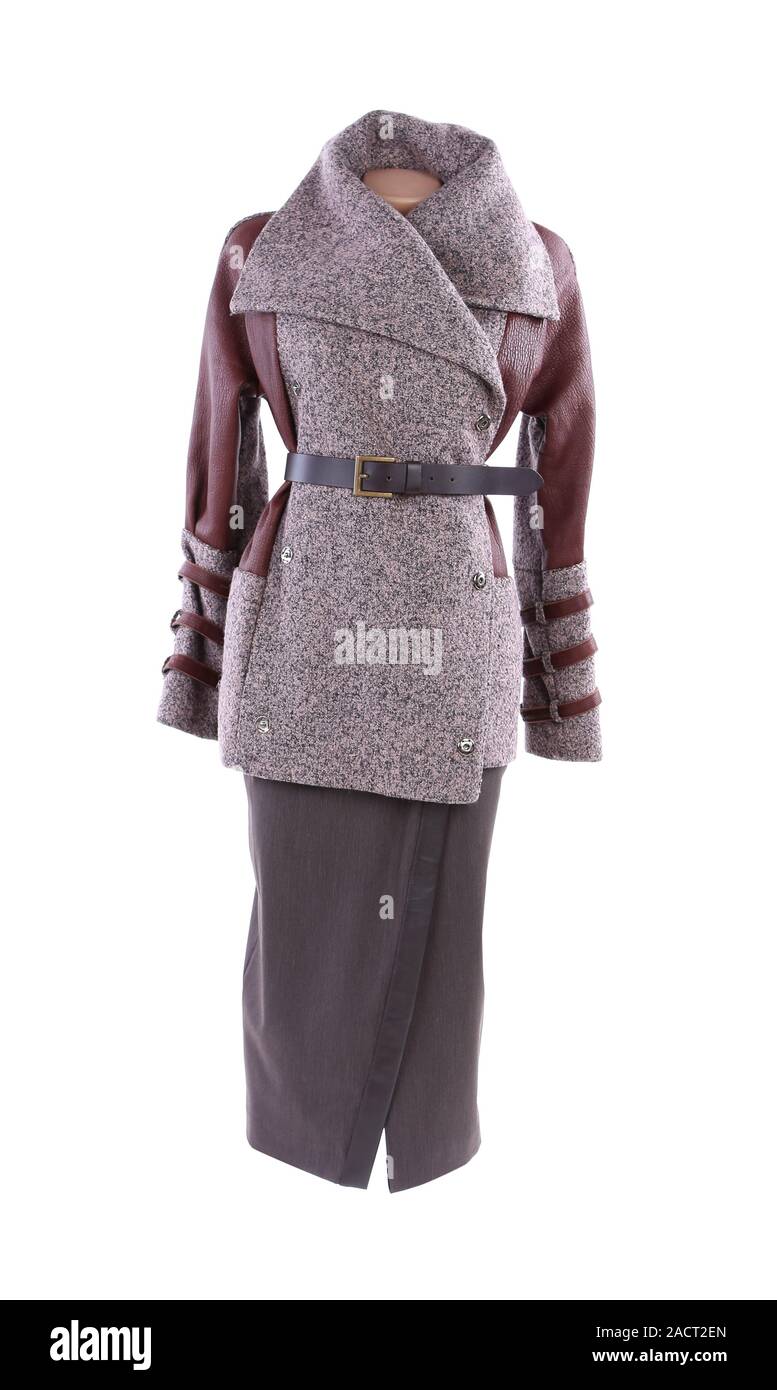 Women's short coat and long skirt. Stock Photo